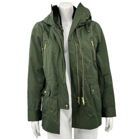 Joie Jacket Womens XS Green Golden Gavi Anorak Coat Shell Faux Fur Vest Gorpcore - Picture 3 of 14